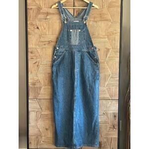 Vintage Express Bleus Womens Denim Overall Dress Size Large Y2K 90's